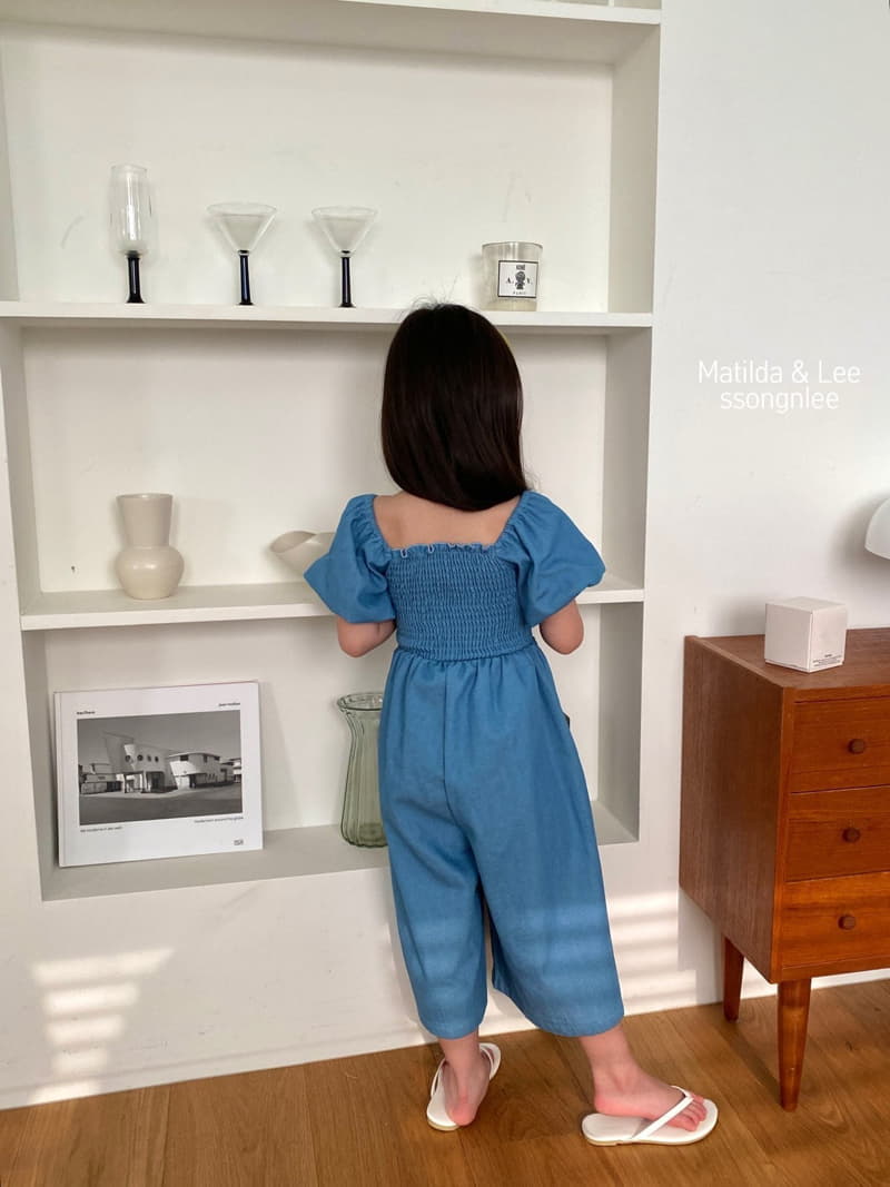 Matilda & Lee - Korean Children Fashion - #kidsshorts - Denim Smocked Jumpsuit - 5