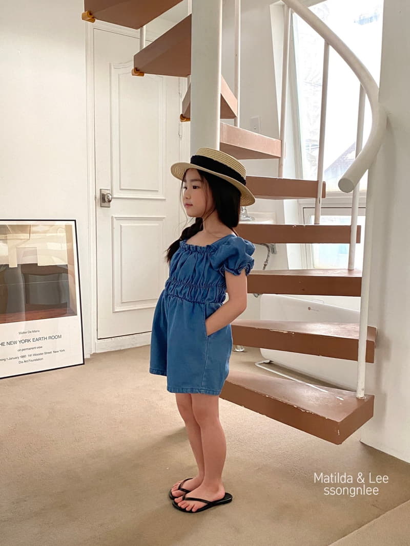 Matilda & Lee - Korean Children Fashion - #kidsstore - Denim Shirring Jumpsuit - 3