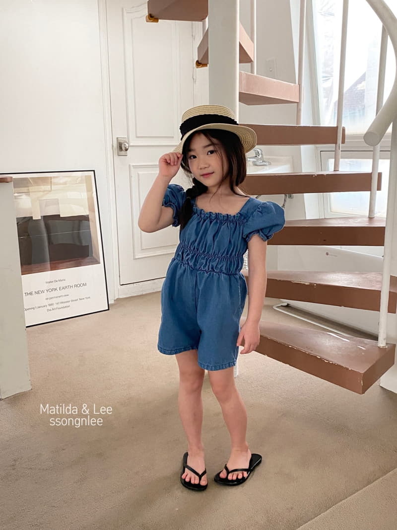 Matilda & Lee - Korean Children Fashion - #kidsstore - Denim Shirring Jumpsuit - 4