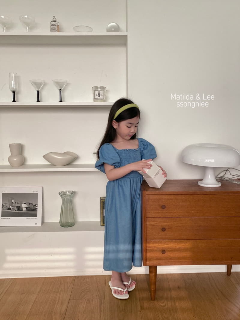Matilda & Lee - Korean Children Fashion - #littlefashionista - Denim Smocked Jumpsuit - 9