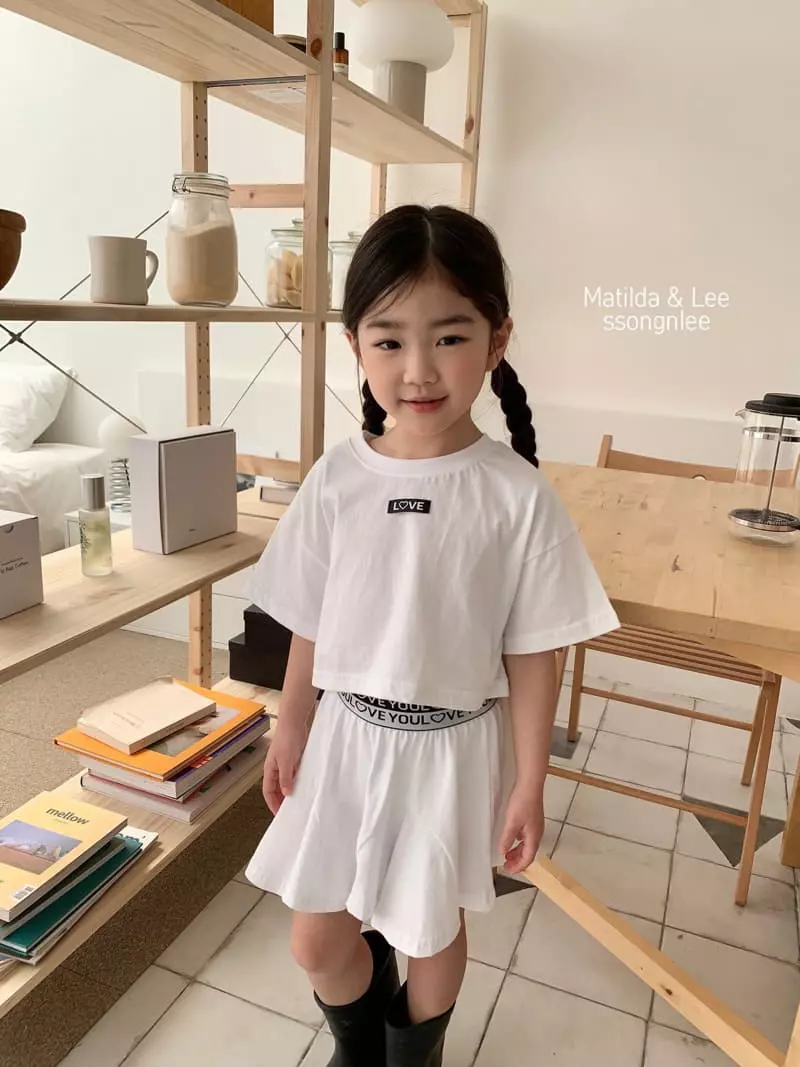 Matilda & Lee - Korean Children Fashion - #littlefashionista - Love Skirt Top Bottom Set - 4