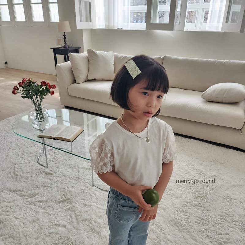 Merry Go Round - Korean Children Fashion - #childofig - Lace Puff Tee - 5