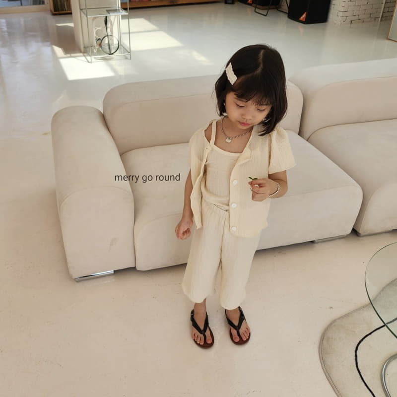 Merry Go Round - Korean Children Fashion - #designkidswear - Cardigan Sleeveless Pants Set