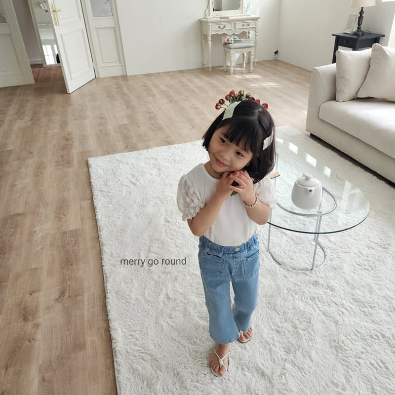 Merry Go Round - Korean Children Fashion - #discoveringself - Lace Puff Tee - 8