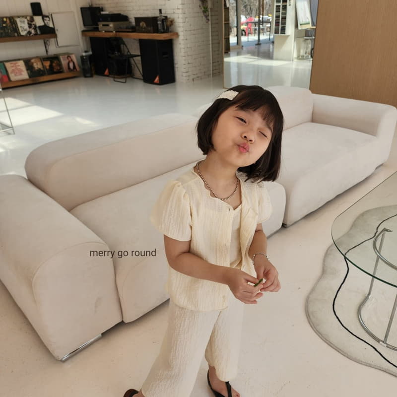 Merry Go Round - Korean Children Fashion - #fashionkids - Cardigan Sleeveless Pants Set - 3
