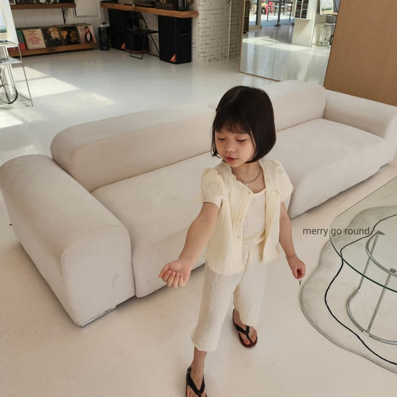 Merry Go Round - Korean Children Fashion - #fashionkids - Cardigan Sleeveless Pants Set - 4