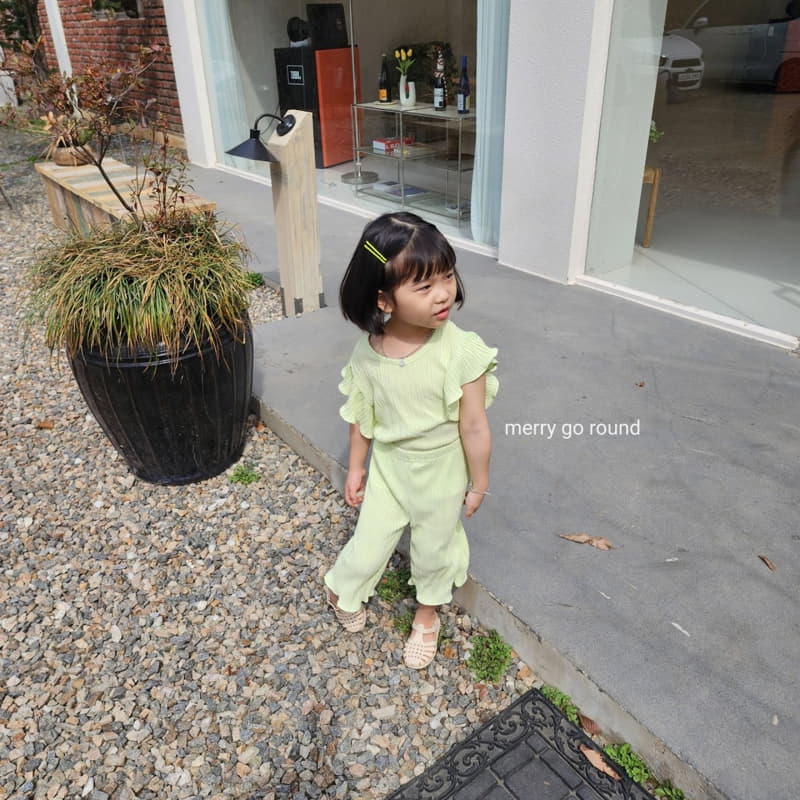 Merry Go Round - Korean Children Fashion - #kidsstore - Babby Wrinkl Top Bottom Set - 2