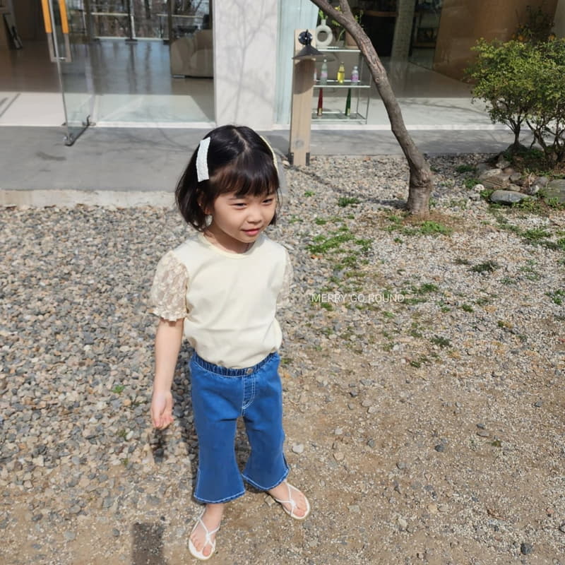 Merry Go Round - Korean Children Fashion - #minifashionista - Lace Puff Tee - 2