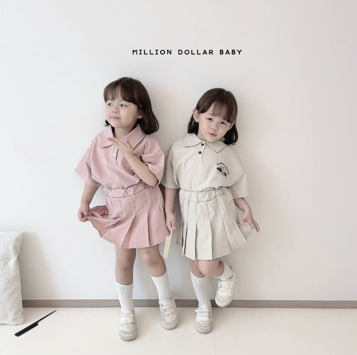 Million Dollar Baby - Korean Children Fashion - #childofig - Cruise Collar Skirt Top Bottom Set - 11