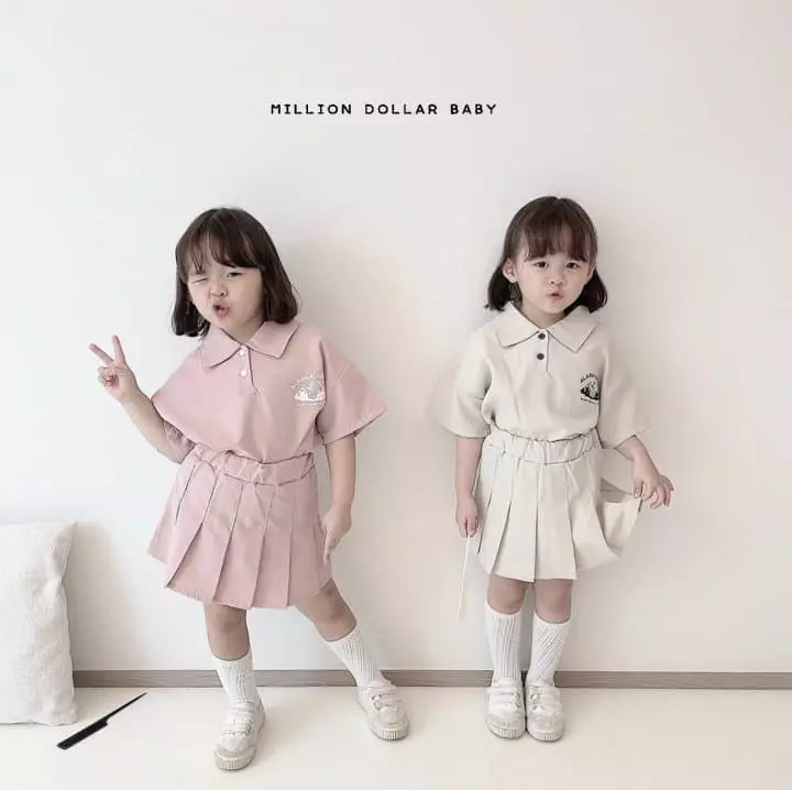 Million Dollar Baby - Korean Children Fashion - #childrensboutique - Cruise Collar Skirt Top Bottom Set - 12