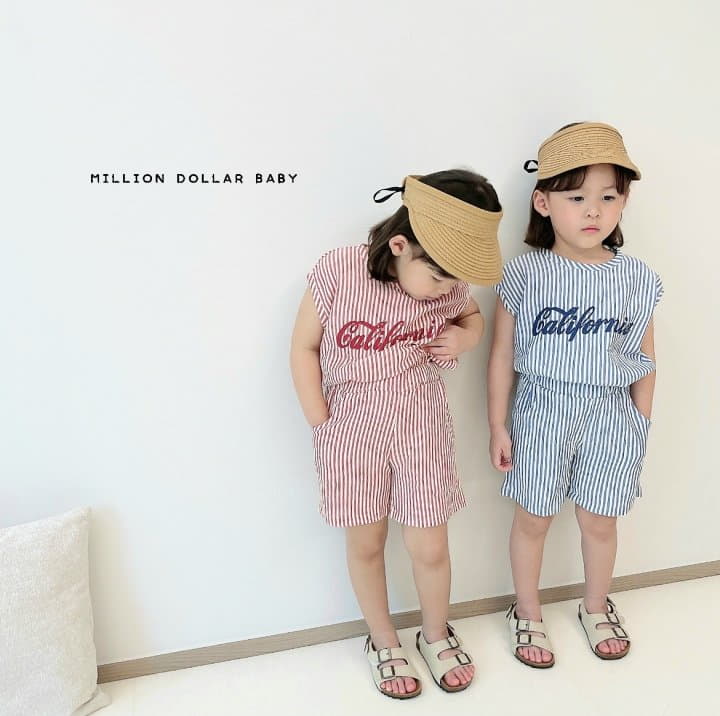 Million Dollar Baby - Korean Children Fashion - #designkidswear - Kelly Stripes Top Bottom Set