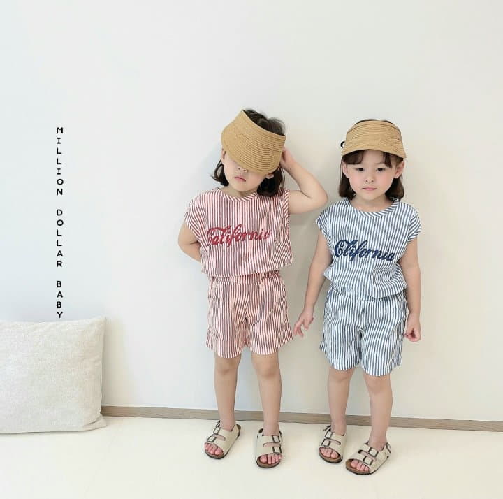 Million Dollar Baby - Korean Children Fashion - #fashionkids - Kelly Stripes Top Bottom Set - 3