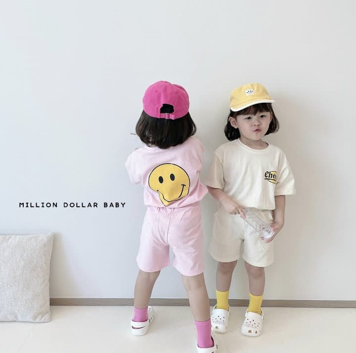 Million Dollar Baby - Korean Children Fashion - #kidsshorts - Cheese Smile Top Bottom Set - 5
