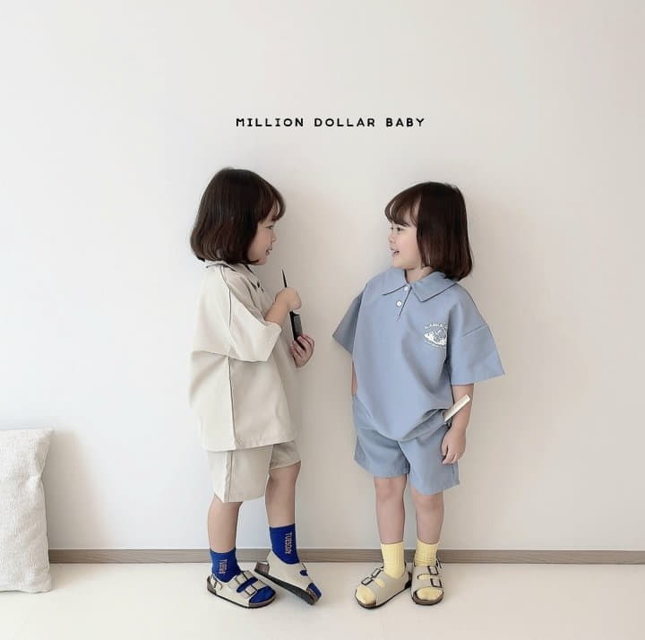 Million Dollar Baby - Korean Children Fashion - #kidsshorts - Cruise Collar Pants Set - 3