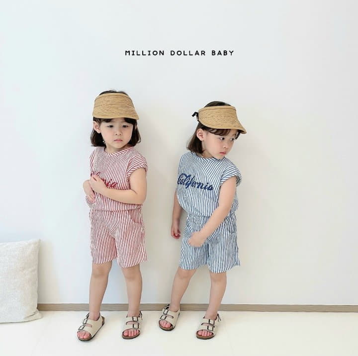 Million Dollar Baby - Korean Children Fashion - #kidsstore - Kelly Stripes Top Bottom Set - 5