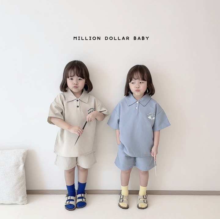 Million Dollar Baby - Korean Children Fashion - #kidsshorts - Cruise Collar Pants Set - 4