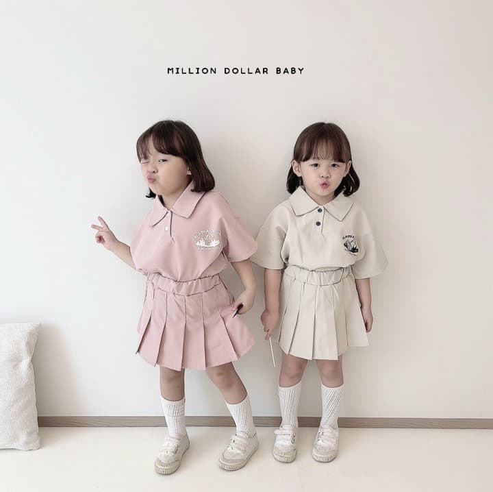 Million Dollar Baby - Korean Children Fashion - #kidzfashiontrend - Cruise Collar Skirt Top Bottom Set - 2