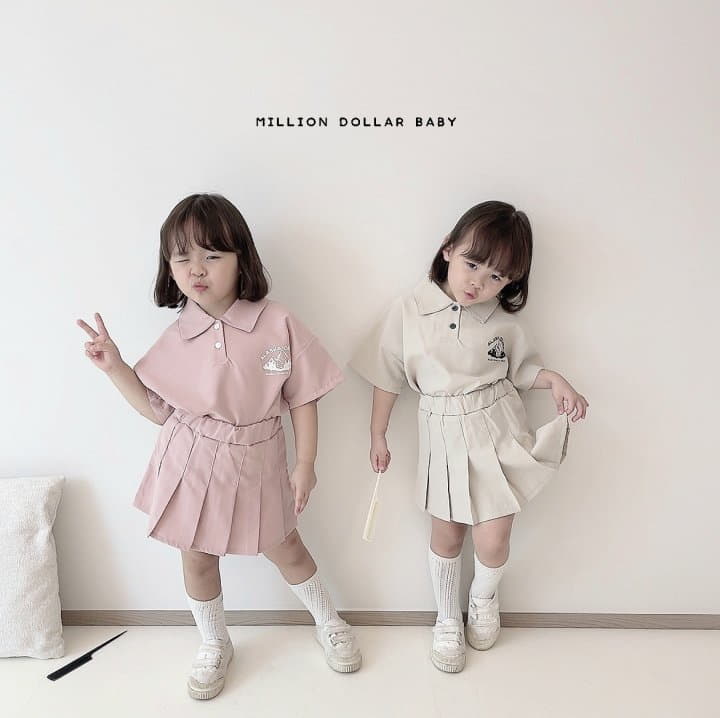 Million Dollar Baby - Korean Children Fashion - #minifashionista - Cruise Collar Skirt Top Bottom Set - 6
