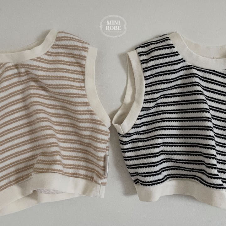 Mini Robe - Korean Baby Fashion - #babyclothing - Stripes Embo Vest - 9