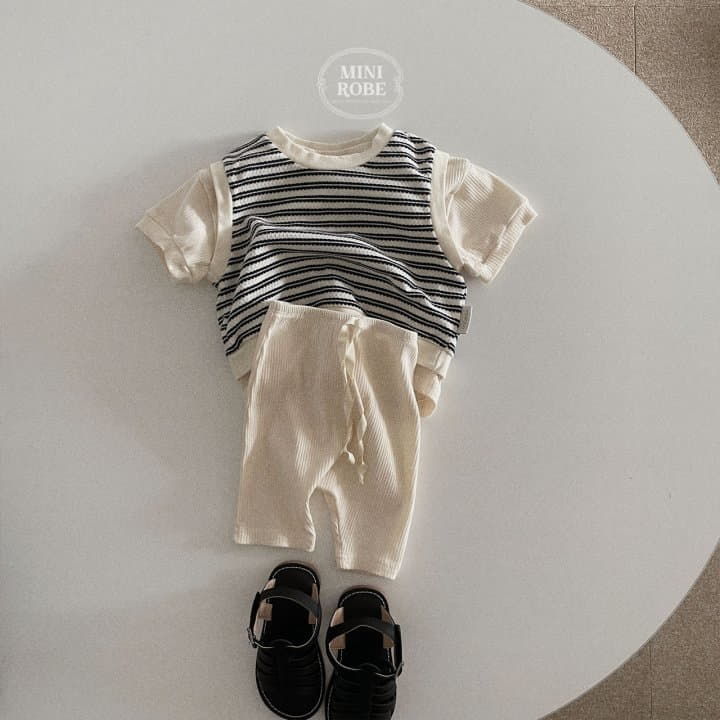 Mini Robe - Korean Baby Fashion - #babygirlfashion - Stripes Embo Vest - 12