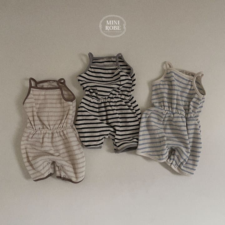 Mini Robe - Korean Baby Fashion - #babylifestyle - Waffle Stripes Bodysuit