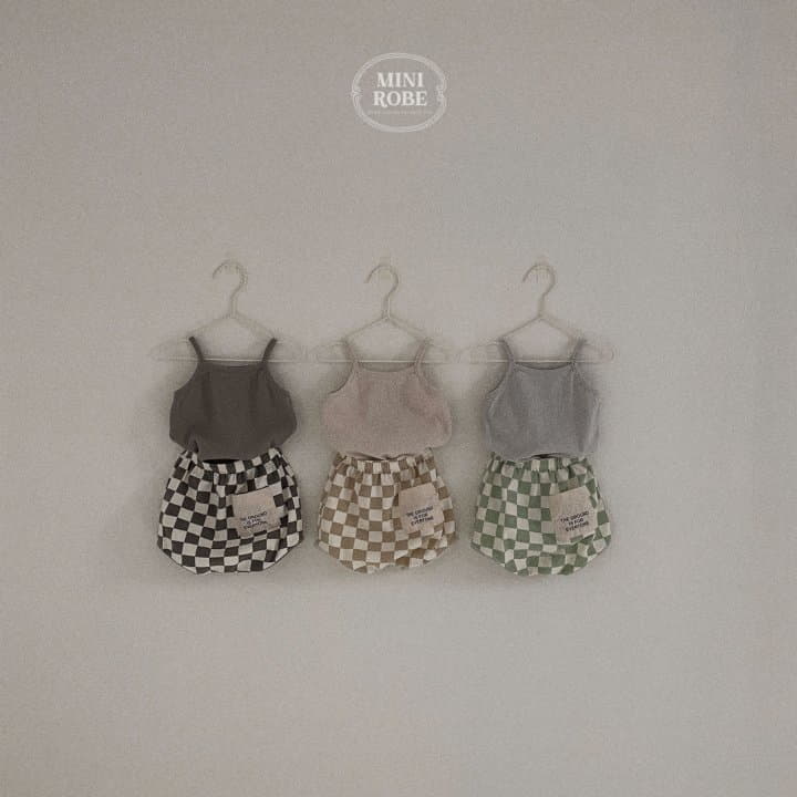 Mini Robe - Korean Baby Fashion - #babyootd - Checker Board Top Bottom Set