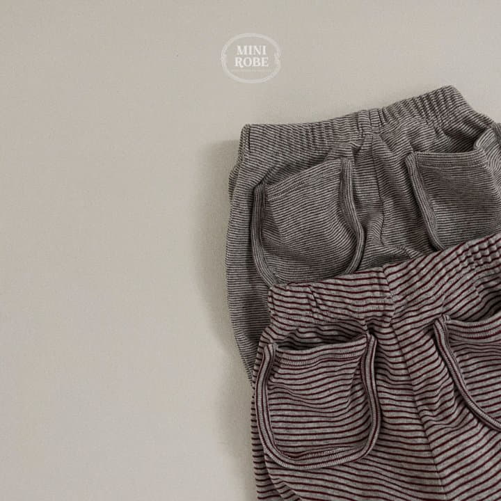 Mini Robe - Korean Baby Fashion - #babyoutfit - Pocket Stripes Pants - 2
