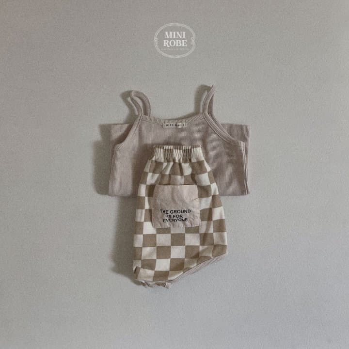 Mini Robe - Korean Baby Fashion - #babyoutfit - Checker Board Top Bottom Set - 2