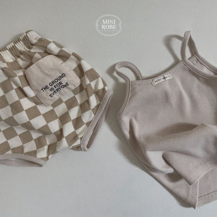 Mini Robe - Korean Baby Fashion - #babyoutfit - Checker Board Top Bottom Set - 3