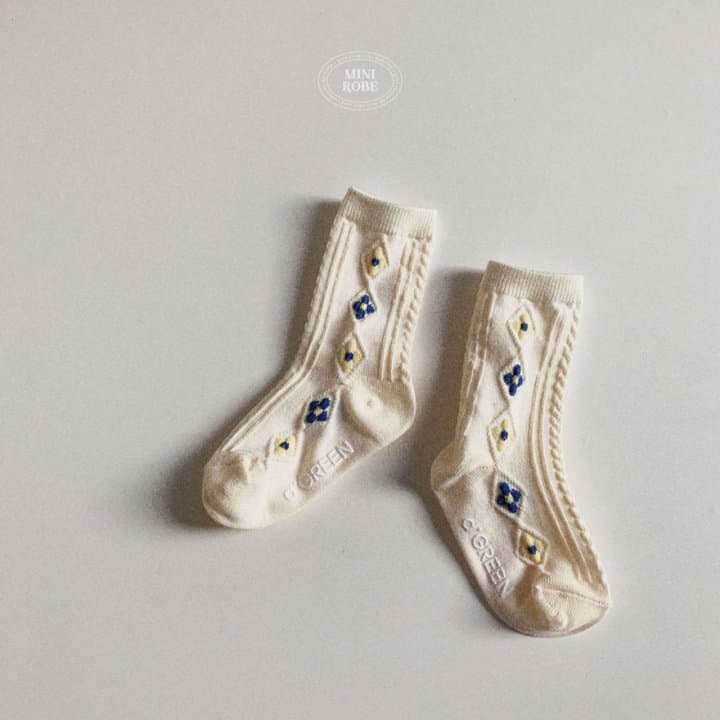 Mini Robe - Korean Baby Fashion - #babyoutfit - Flower Socks - 5