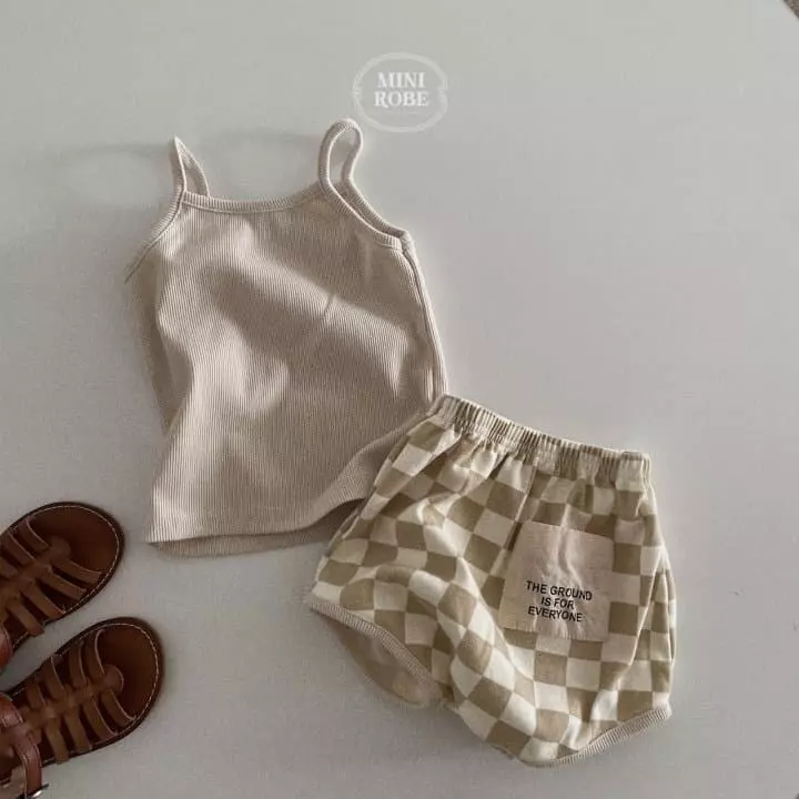 Mini Robe - Korean Baby Fashion - #babyoutfit - Checker Board Top Bottom Set - 4