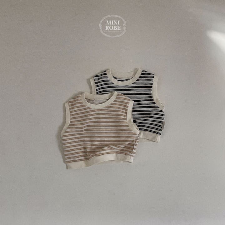 Mini Robe - Korean Baby Fashion - #babywear - Stripes Embo Vest - 3