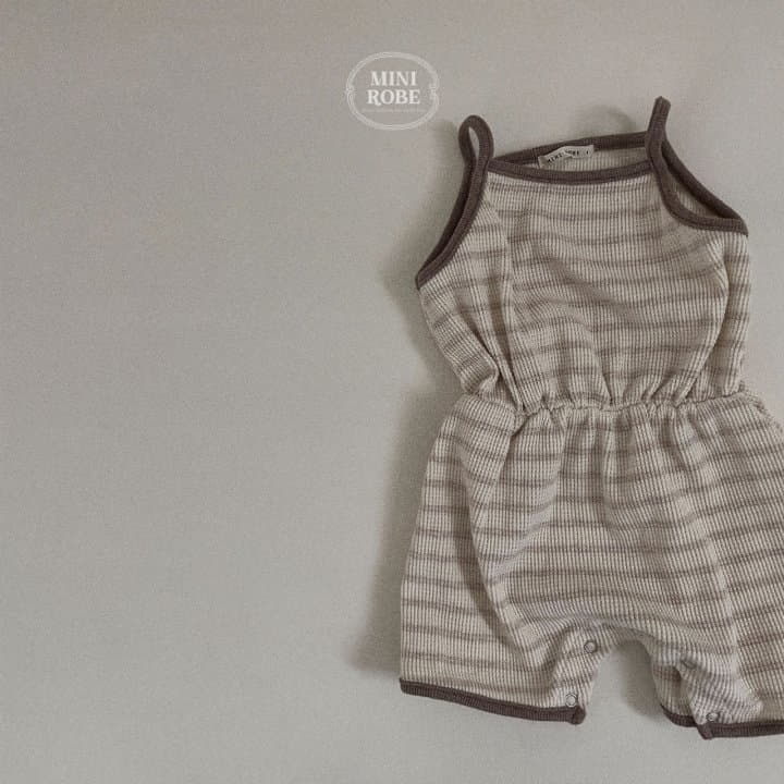 Mini Robe - Korean Baby Fashion - #onlinebabyshop - Waffle Stripes Bodysuit - 8