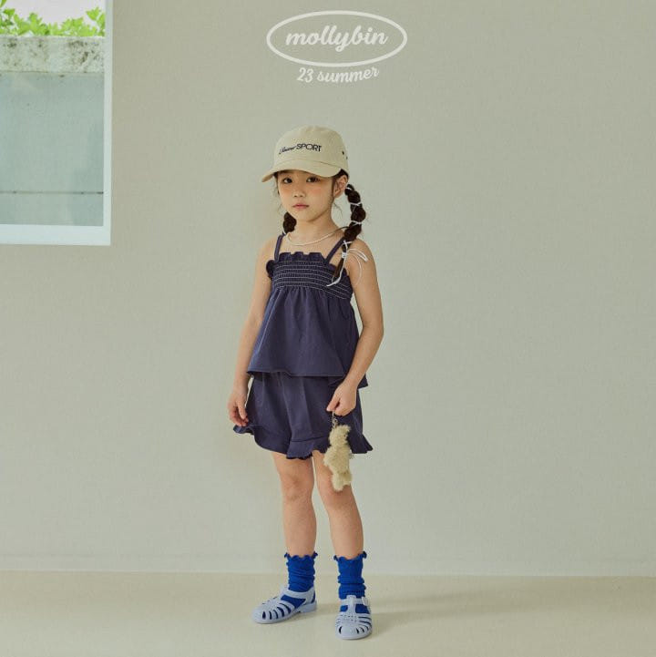 Mollybin - Korean Children Fashion - #kidsshorts - Smocking Frill Top Bottom Set - 11
