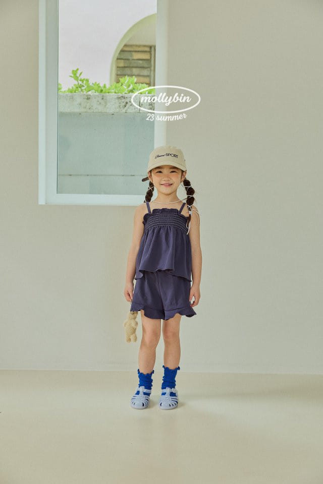 Mollybin - Korean Children Fashion - #kidsstore - Smocking Frill Top Bottom Set - 12