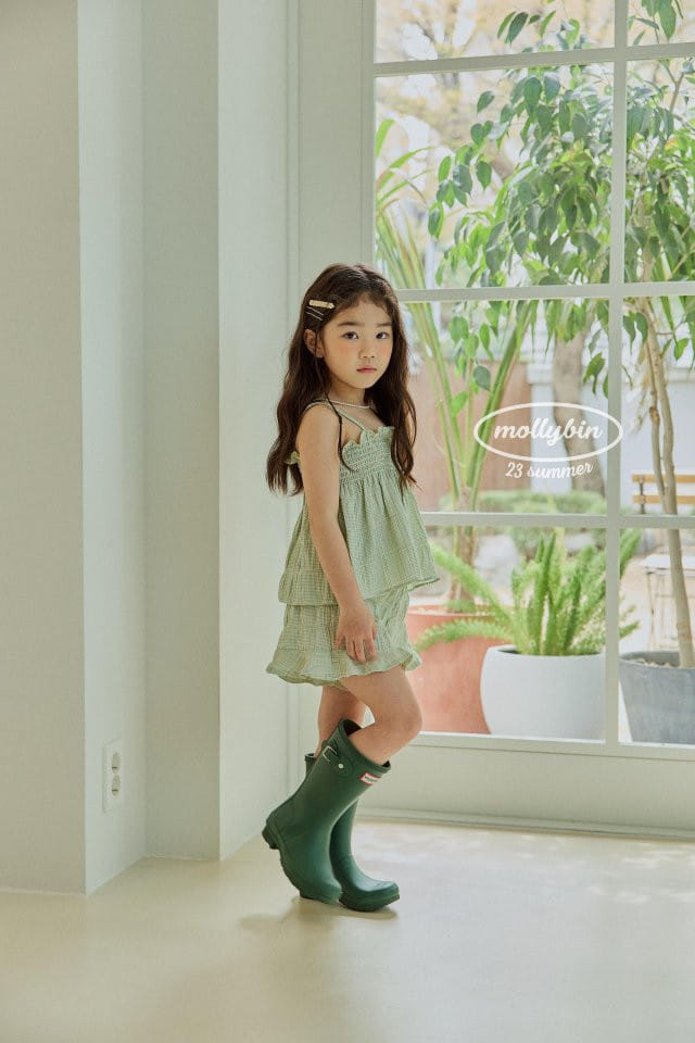 Mollybin - Korean Children Fashion - #todddlerfashion - Smocking Frill Top Bottom Set - 4