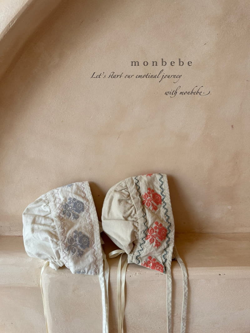 Monbebe - Korean Baby Fashion - #babyfashion - Floral Embrodiery Bonnet - 3