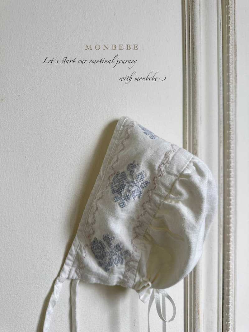 Monbebe - Korean Baby Fashion - #babyfashion - Floral Embrodiery Bonnet - 4