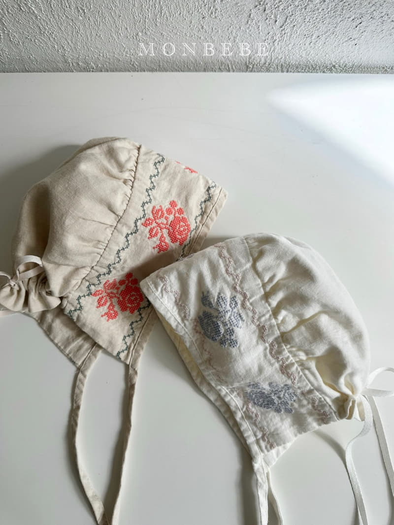 Monbebe - Korean Baby Fashion - #babyootd - Floral Embrodiery Bonnet - 8