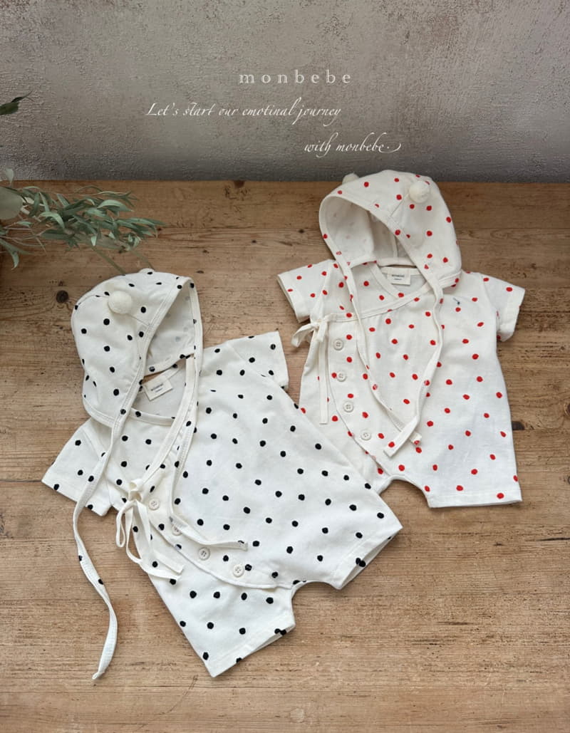 Monbebe - Korean Baby Fashion - #babyoutfit - Yayoi Span Bodysuit with Bonnet - 12