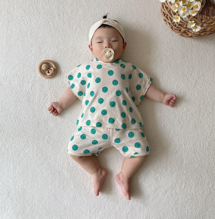 Moran - Korean Baby Fashion - #babyclothing - Smile Top Bottom Set - 6