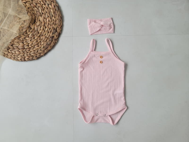 Moran - Korean Baby Fashion - #babyoutfit - Easy Button Bodysuit with Hairband - 3
