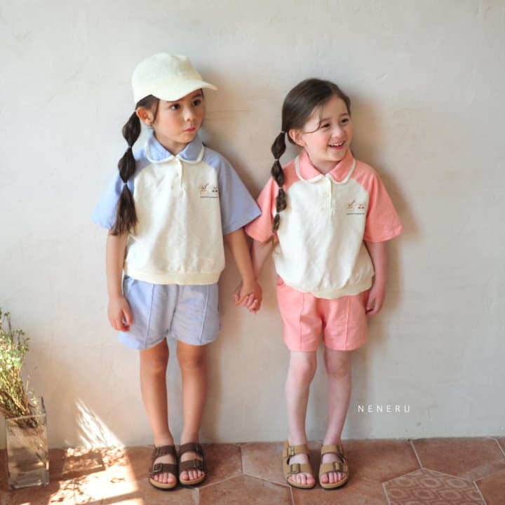 Neneru - Korean Baby Fashion - #onlinebabyboutique - Bebe Ladodo Collar Top Bottom Set