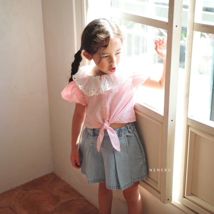 Neneru - Korean Children Fashion - #discoveringself - Sunny Denim Skirt Pants - 4