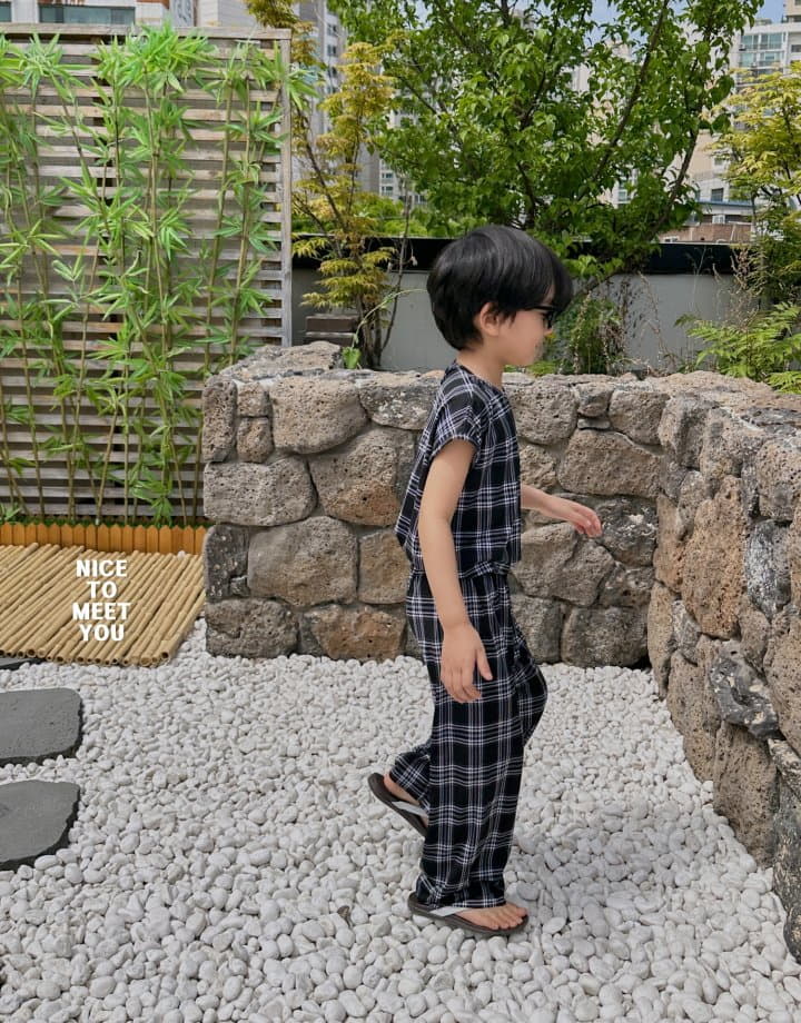 Nice To Meet You - Korean Children Fashion - #designkidswear - Check Top Bottom Set - 3
