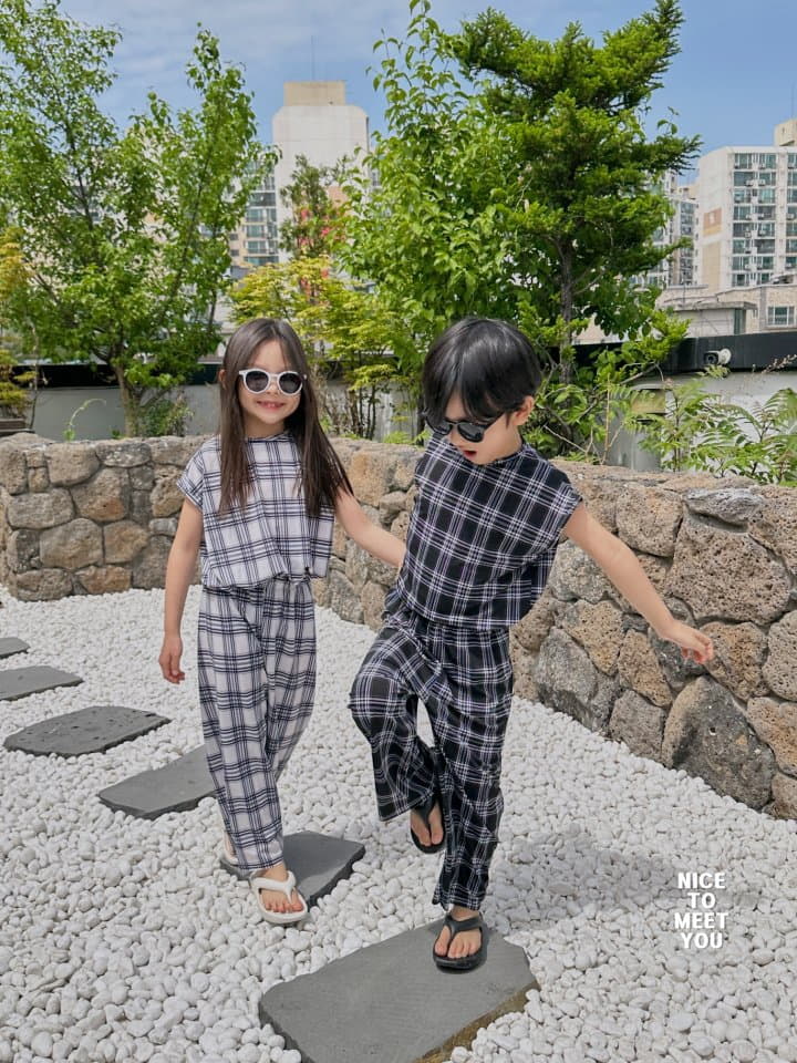 Nice To Meet You - Korean Children Fashion - #designkidswear - Check Top Bottom Set - 4