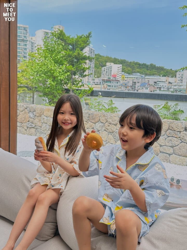 Nice To Meet You - Korean Children Fashion - #kidsshorts - Sleep Pajama Set - 5