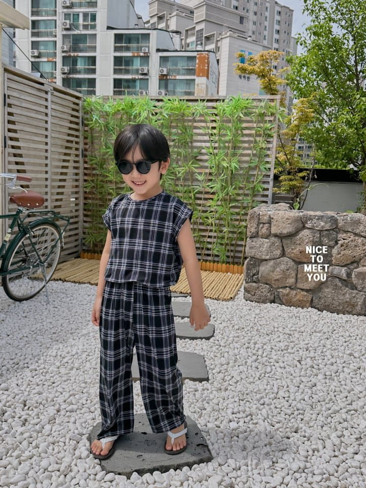 Nice To Meet You - Korean Children Fashion - #kidzfashiontrend - Check Top Bottom Set - 8
