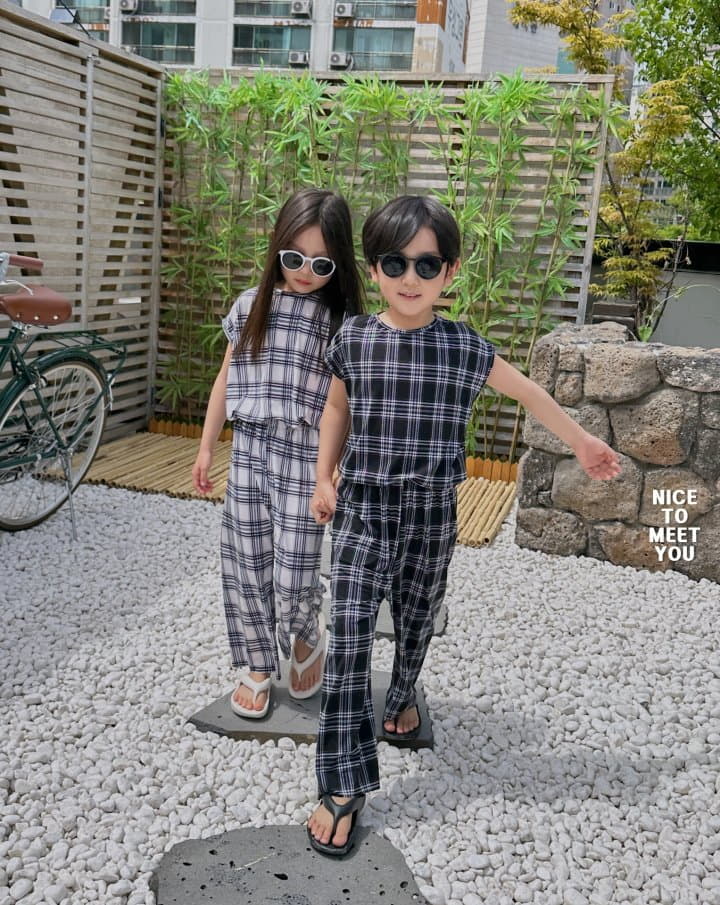 Nice To Meet You - Korean Children Fashion - #littlefashionista - Check Top Bottom Set - 10