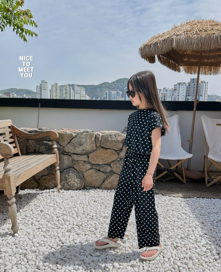 Nice To Meet You - Korean Children Fashion - #prettylittlegirls - Dot Top Bottom Set